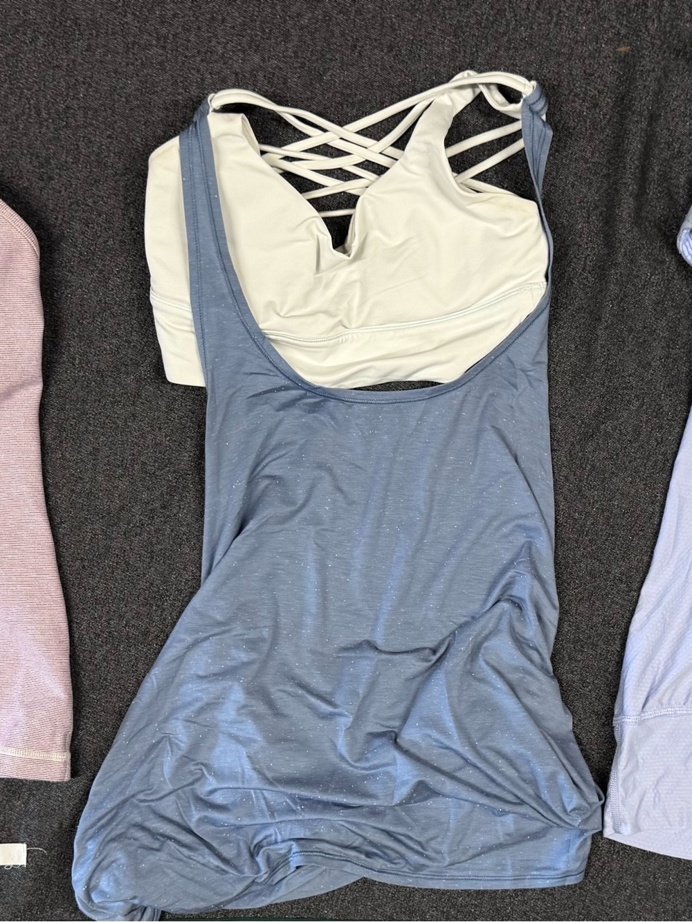 Lulu Women’s Strappy Layered Tank Top - Blue & Cream
